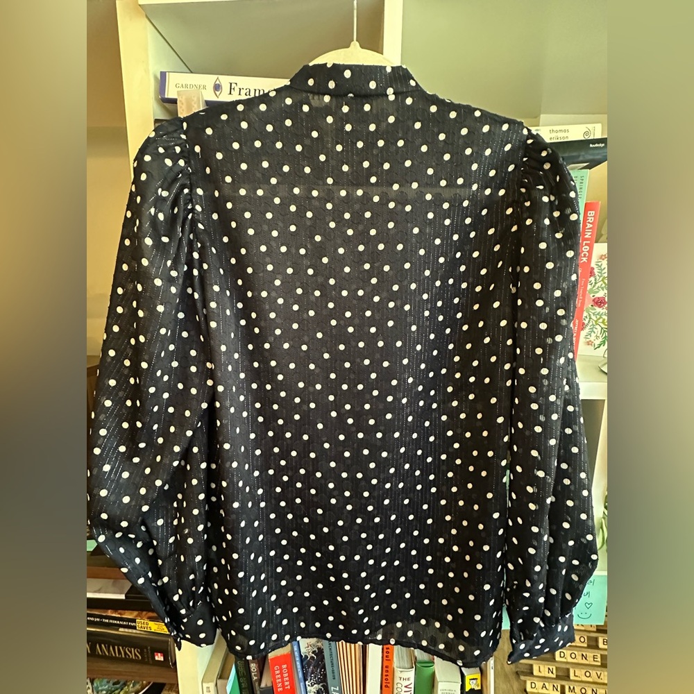 Sandro Polka Dot Navy Blouse - Picture 4 of 4